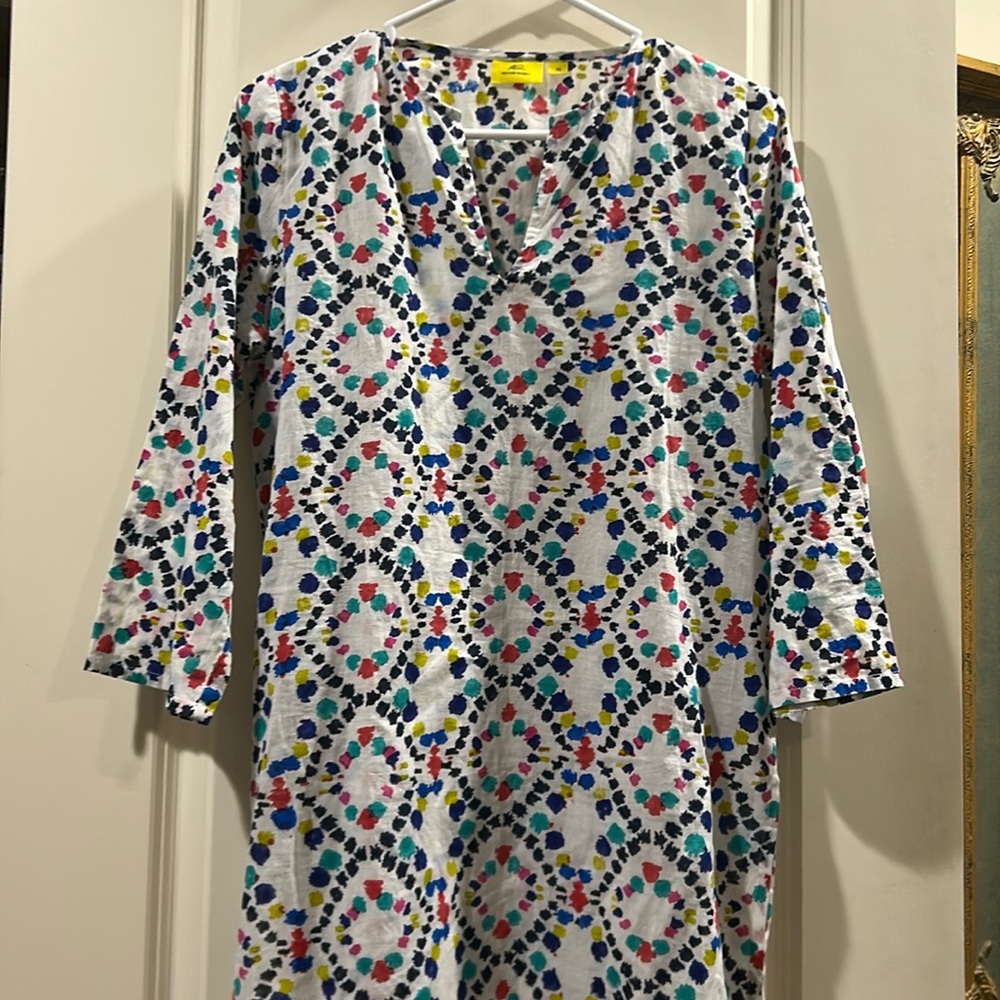 Roberta Roller Rabbit coverup dress/tassels/cotton/paint dot design womenSize XS